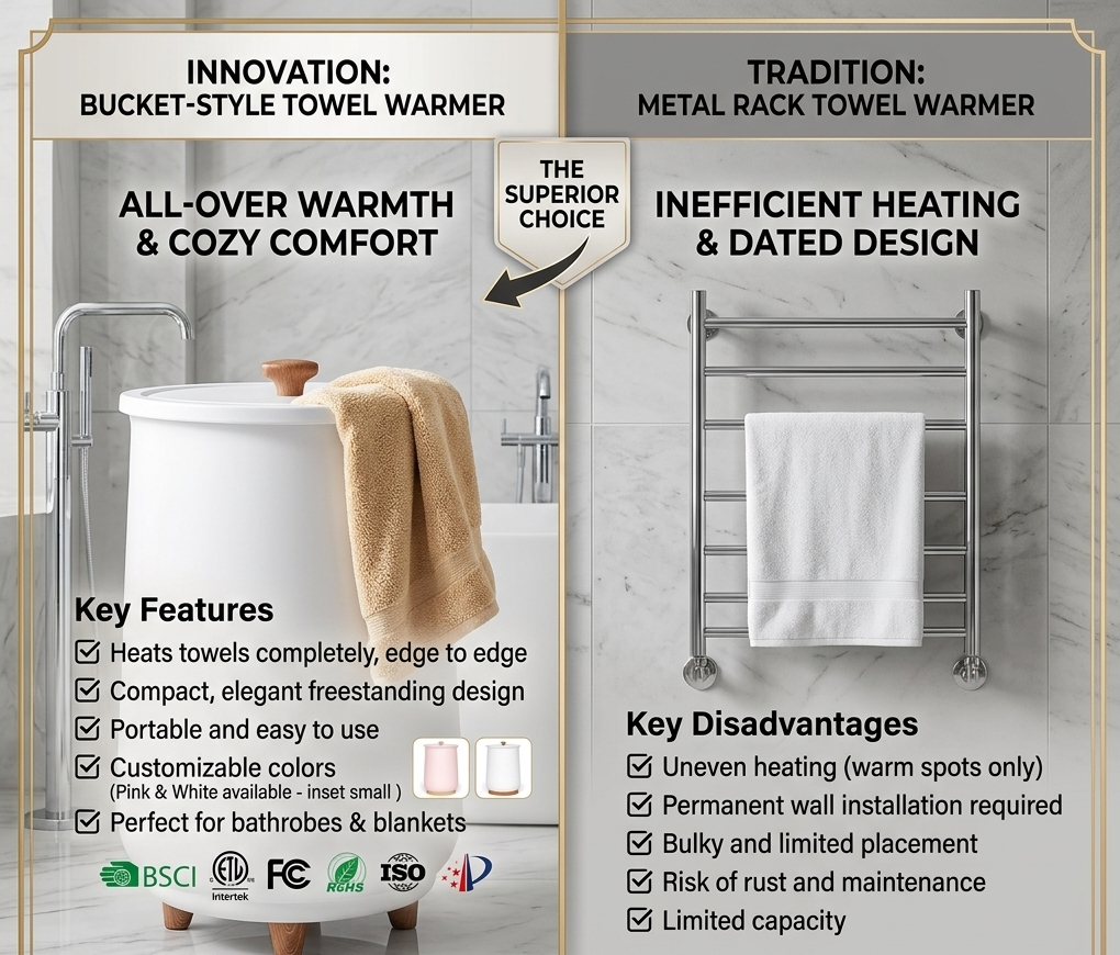 Bucket style towel warmer electric benefits